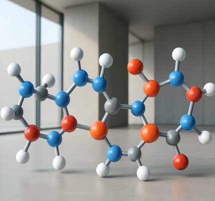 Model of molecular structure showcasing color-coded atoms